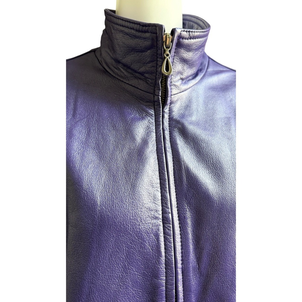NEw Vintage Y2K Wilsons Leather Jacket Limited Edition Metallic Purple Mock XL - Picture 5 of 13